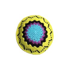 Handmade Knitted Kippah with Star of David Embroidery